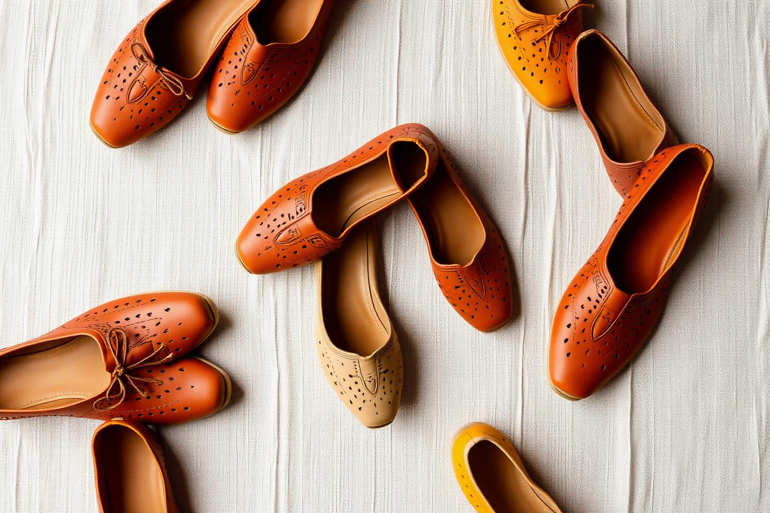 Handcrafted Indian leather juttis in warm earthy tones